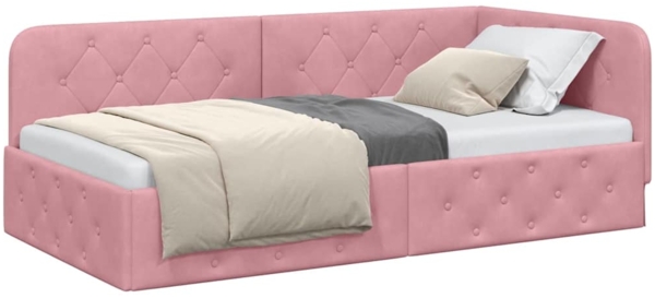 vidaXL Eckbettgestell mit Kopfteil Rosa 90x200 cm Samt 42016536 Bild 2