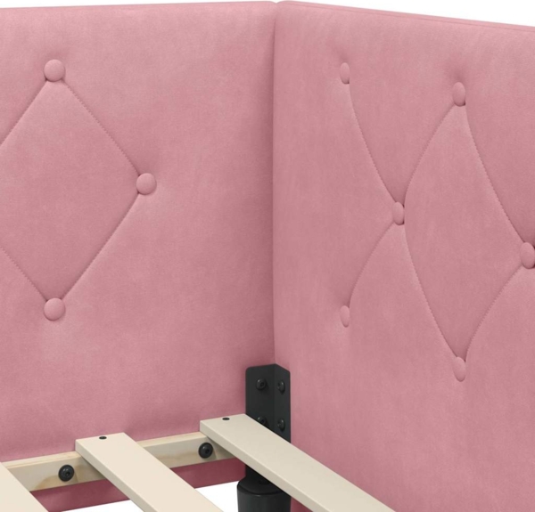 vidaXL Eckbettgestell mit Kopfteil Rosa 90x200 cm Samt 42016536 Bild 7
