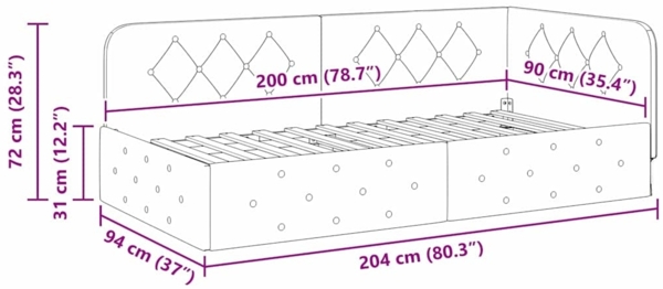 vidaXL Eckbettgestell mit Kopfteil Rosa 90x200 cm Samt 42016536 Bild 10