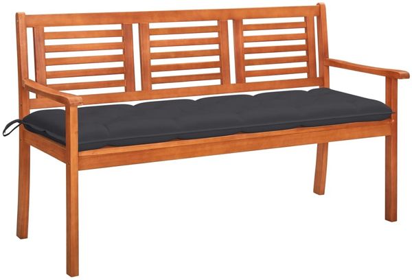 vidaXL 3-Sitzer-Gartenbank mit Auflage 150 cm Massivholz Eukalyptus 3061011