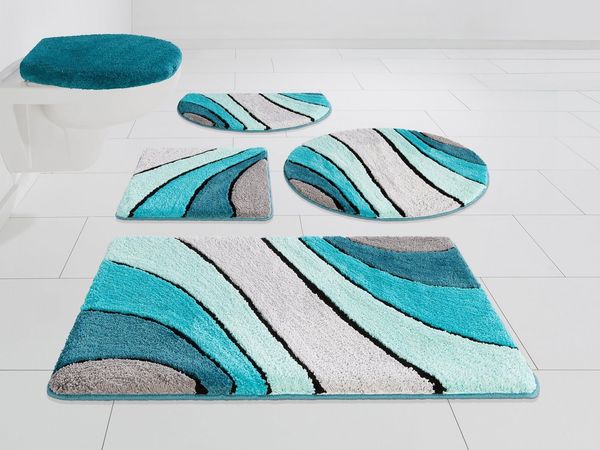 OTTO home Badematte Josie, Badvorleger, Badezimmer Teppich, Höhe 20 mm, rutschhemmend beschichtet, schnell trocknend, strapazierfähig, fußbodenheizungsgeeignet, Polyester, rund, Badteppich, Badematten, rechteckig, rund & als 3-tlg. Set erhältlich