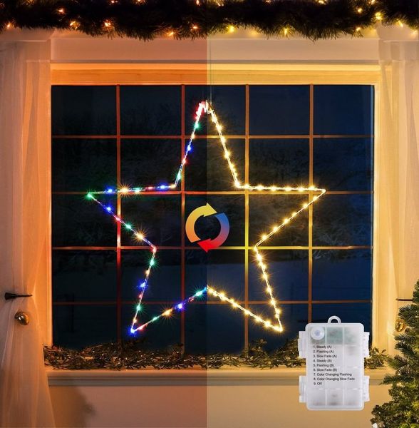 Elegear LED-Lichterkette Led weihnachtsdeko für fenster, innen/außen, weihnachtsstern, Led Stern mit Timer Memory Funktion