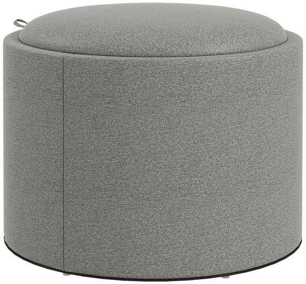 MC Star Sitzhocker Ottomane Runder Polsterhocker mit Stauraum und Klappdeckel (in Grau Leinenoptik Ø56 x 42 cm für Wohnzimmer Schlafzimmer)
