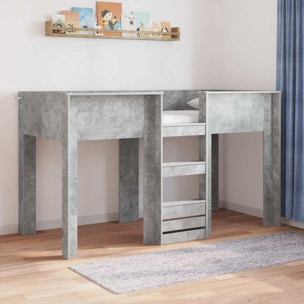 vidaXL Etagenbett für Kinder Beton Grau 75x190 cm Holzwerkstoff 3410470