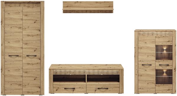 Wohnwand ""Artis"" Anbauwand 4-teilig Artisan Eiche MDF