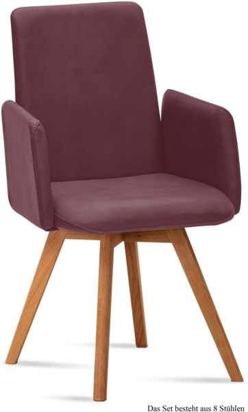 Armlehnstuhl (8er-Set) Dilys 52x92x60 Eiche geölt/Marsala
