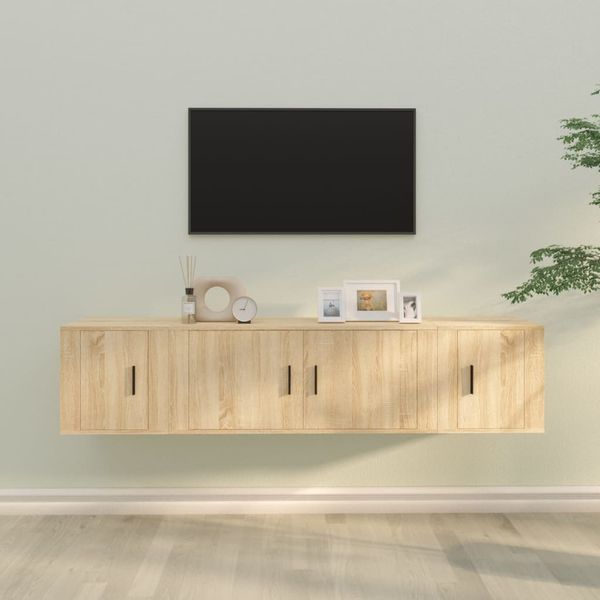 3-tlg. TV-Schrank, TV Board Sonoma-Eiche Holzwerkstoff