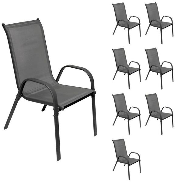 8er Outdoorstuhl Gartenstuhl Stapelstuhl Metall Textilen Anthrazit