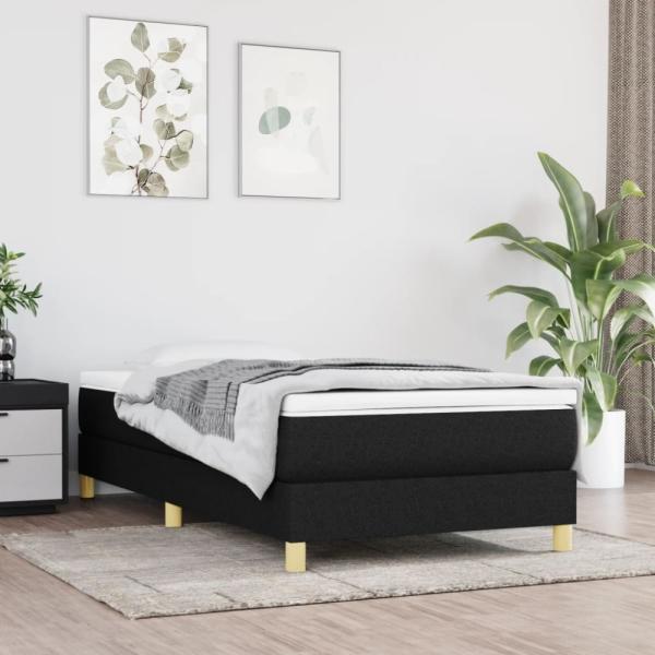 vidaXL Boxspringbett mit Matratze Schwarz 90x190 cm Stoff 3144137