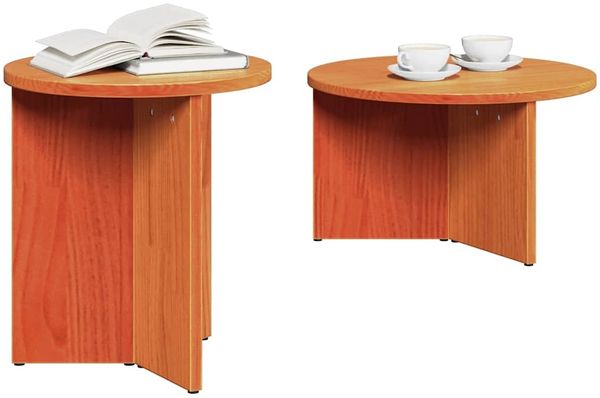 Couchtisch, Sofatisch 2 pcs Wachsbraun Massivholz Kiefer Bild 3