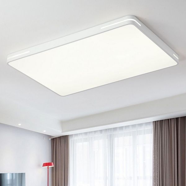 style home LED Deckenleuchte Deckenlampe Rechteckige Bürolampe, dimmbar mit Fernbedienung, 192W, Weiß, LED fest integriert, einstellbar von warmweiß bis kaltweiß, moderne Lampe für Wohnzimmer Schlafzimmer, 90x60x6cm