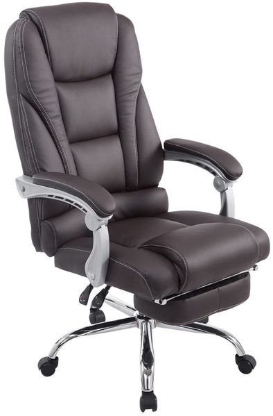 Bürostuhl MIAMI - 118x68x64, Braun Kunstleder Metall in Chromoptik Gestell ergonomische Bürostühle Homeoffice Stuhl mit Rollen