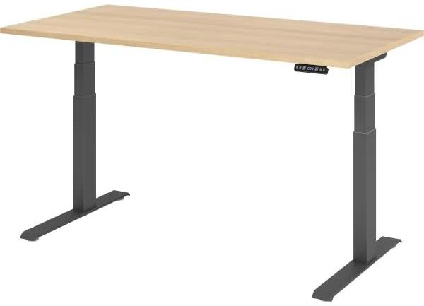 Sitz-Steh-Schreibtisch elektrisch 160x80 cm Eiche/Silber
