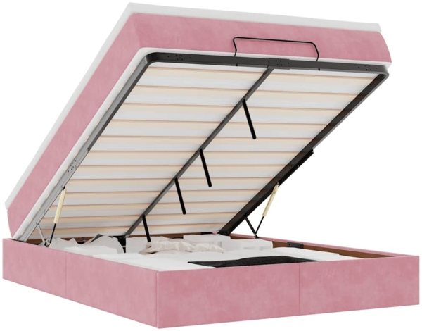 vidaXL Ottoman-Bett mit Matratze Rosa 140x190 cm Samt 3311188