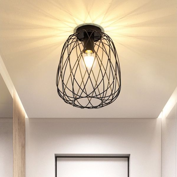 Nettlife Deckenleuchte Schwarz Vintage Kaefig Deckenstrahler E27 Lampenfassung Metall, LED wechselbar, Einzeln Esszimmerlampe für Wohnzimmer Küche Schlafzimmer Flur