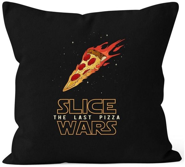 MoonWorks Dekokissen Kissen-Bezug Slice Wars the last Pizza Retro Parodie Kissen-Hülle Deko-Kissen Baumwolle Moonworks®