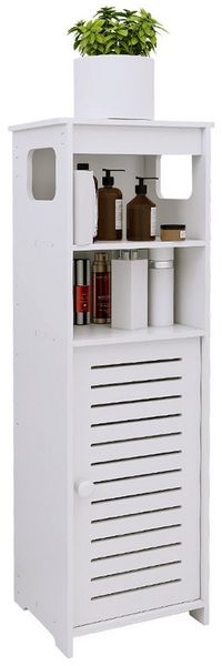 JEOBEST Badkommode Badezimmerschrank, Schrank freistehend mit 2 offenen Fächern, (1-St, Badregal), Schmal mit Tür, 24x20x75 cm