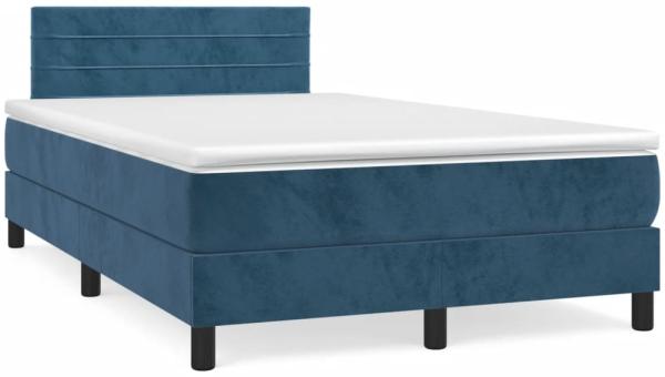 vidaXL Boxspringbett mit Matratze Dunkelblau 120x190 cm Samt 3269847