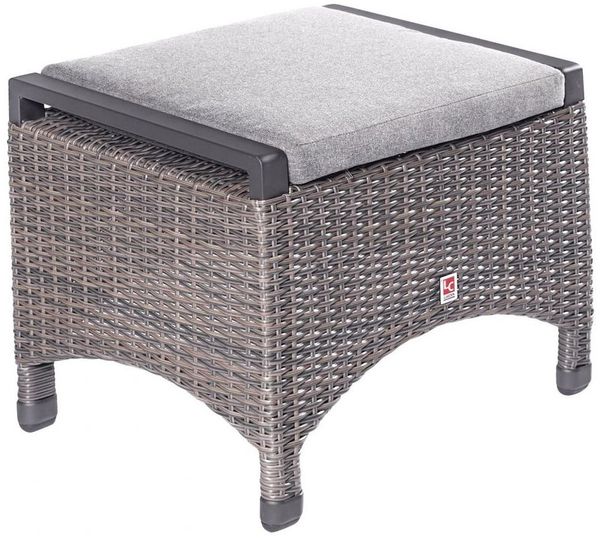 Hocker Fußbank Kentucky omega braun Rattanoptik Garten wetterfest