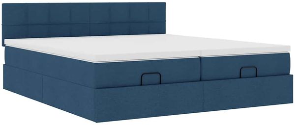vidaXL Ottoman-Bett mit Matratzen & LEDs Blau 200x200 cm Stoff 3312856 Bild 7
