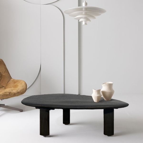 Signature Couchtisch aus schwarzem massiven Suarholz L130 cm – GALET - Schwarz Bild 1