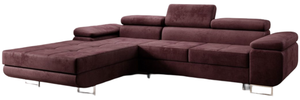 Designer Sofa Calvera mit Schlaf- und Klappfunktion Bordeaux Samt Links