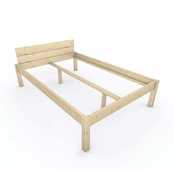 Pfostenbett "metallarm" Fichte Holzbett "Daybett" 140 x 210cm 48cm Doppelbett