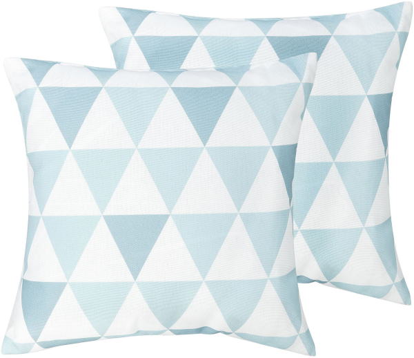 Gartenkissen 2er Set Geometrisches Muster TRIFOS 40 x 40 cm Blau