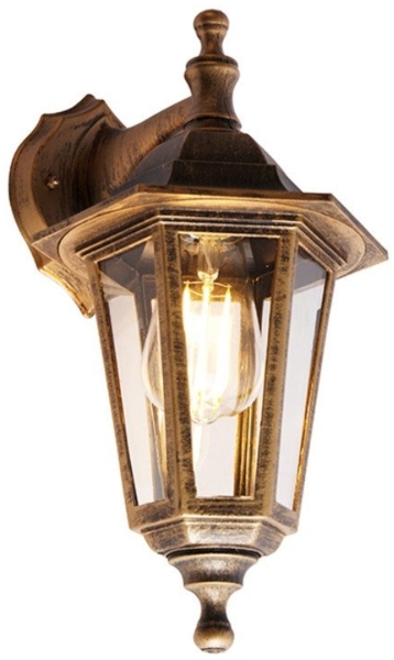 Qazqa Außen-Wandleuchte New haven, ohne Leuchtmittel, E27, Gold/Messing, Klassisch / Antik, Kunststoff, 1-flammig Bild 5