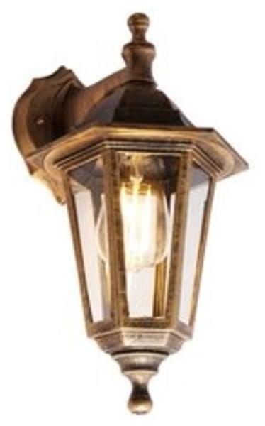 Qazqa Außen-Wandleuchte New haven, ohne Leuchtmittel, E27, Gold/Messing, Klassisch / Antik, Kunststoff, 1-flammig Bild 6