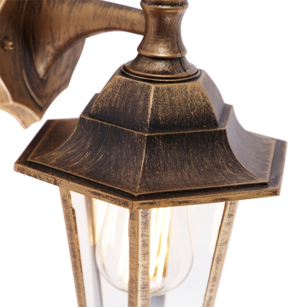 Qazqa Außen-Wandleuchte New haven, ohne Leuchtmittel, E27, Gold/Messing, Klassisch / Antik, Kunststoff, 1-flammig Bild 2