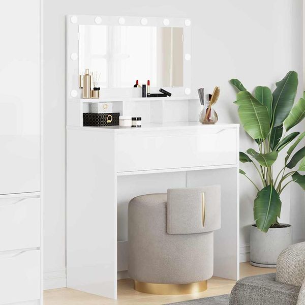 vidaXL Schlafzimmer-Frisiertische Hochglanz Weiß 80 x 39,6 x 135 cm 888971