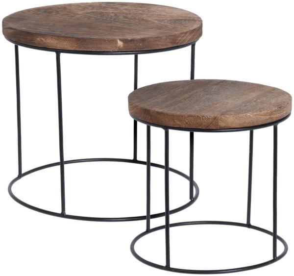 Spetebo Blumenhocker Blumenhocker 2-teilig mit dunkler Tischplatte (Set, 2 St, fertig montiert), 2er Set