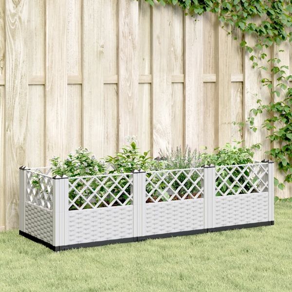 vidaXL Pflanzkasten mit Erdspießen Weiß 123,5x43,5x43,5 cm PP 368020
