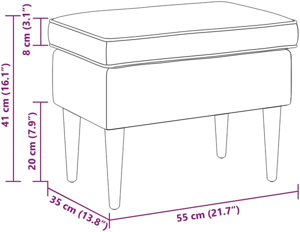 vidaXL Hocker Schwarz 55 x 35 x 41 cm Samt 42029999 Bild 7
