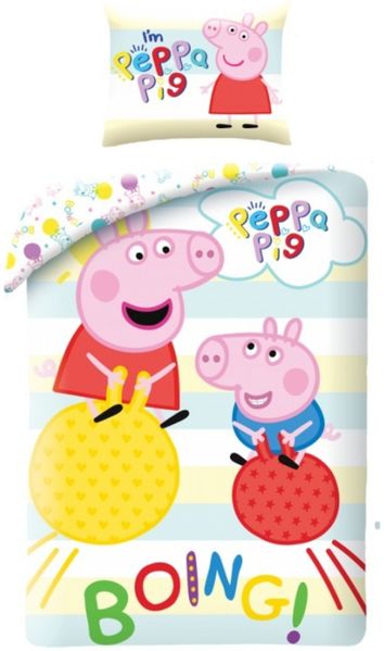 Peppa Pig Bettwäsche Set aus Baumwolle Bettdeckenbezug 140 × 200 cm mit 70 × 90 cm Kissenbezug
