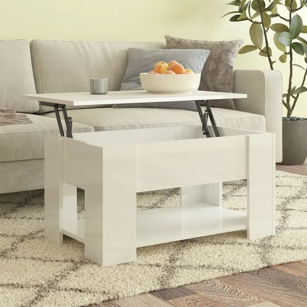 vidaXL Couchtisch Hochglanz-Weiß 79 x 49 x 41 cm Holzwerkstoff [809716]