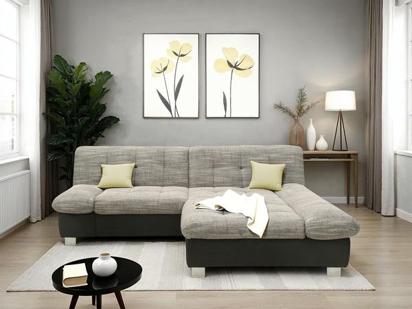 DOMO collection Ecksofa 100031 234x157 cm, kompakt, komfortabel & bequem, L-Form, whlw. mit Bettfunktion und Armteilverstellung