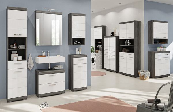 furnling Badezimmerspiegelschrank Scott mit Beleuchtung, Badschrank, Spiegelschrank, Breite 60 cm