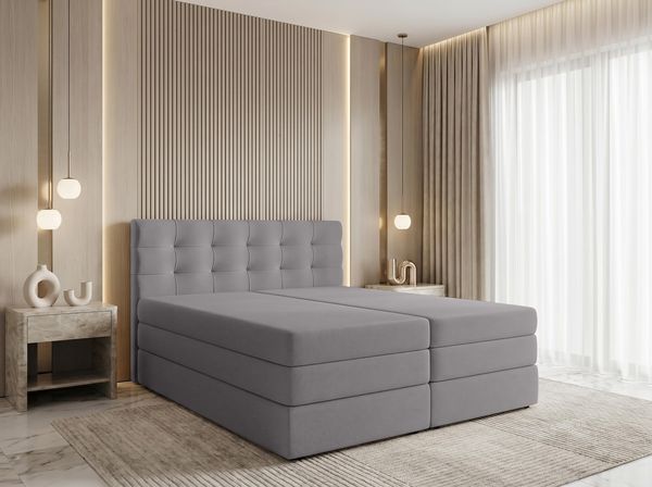 AX LIVING Finike Polsterbett 160x200 cm, Boxspringbett, Hellgrau