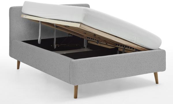 Polsterbett Mattis | grau Flausch | 160x200 cm | mit Lattenrost & Bettkasten