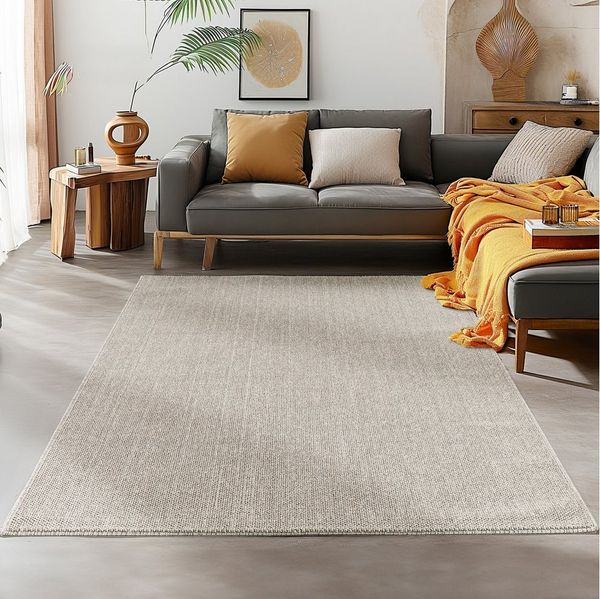 SIMPEX24 Teppich Unicolor, Rechteckig, Höhe: 7 mm, Schlingenteppich Schlafzimmer Einfarbig Meliert Design