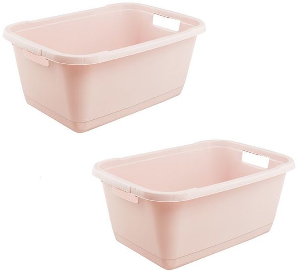 keeeper Wäschewanne aenna, 2er Set, 65 x 44 x 28 cm, 52 l (Set, 2 St), praktische Griffe, platzsparend ineinander nestbar