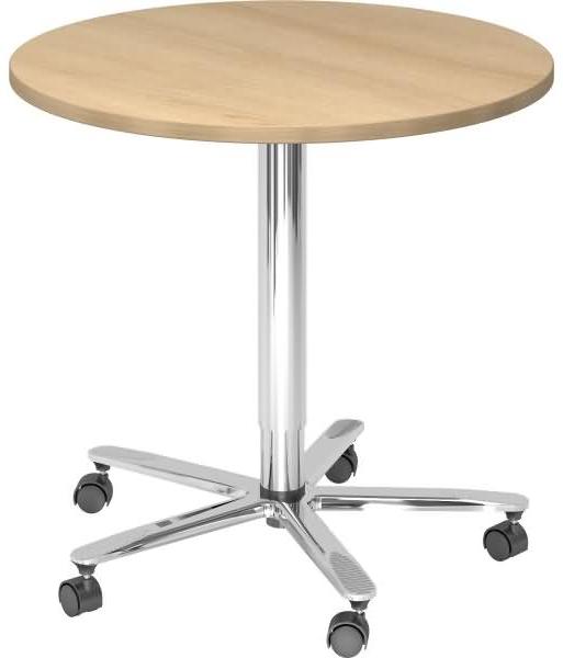 Säulenhubtisch 80cm rund Eiche / Chrom