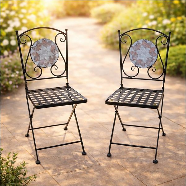 HTI-Living Gartenstuhl Gartenstühle 2 Stück Marocco Braun (Set, 2 St), Balkonstühle Gartenstuhl Metallstühle