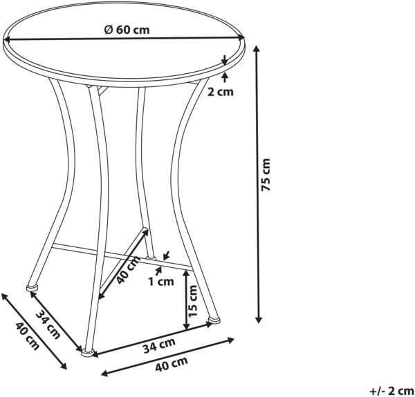 Outdoor Bistrotisch COMISO 60 cm 60 cm Metall Schwarz Weiß Bild 2