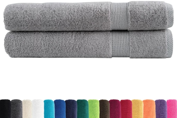 vidaXL Premium-Handtücher SOLUND 2 Stk. Grau 100x200 cm 600 g/m² 137317