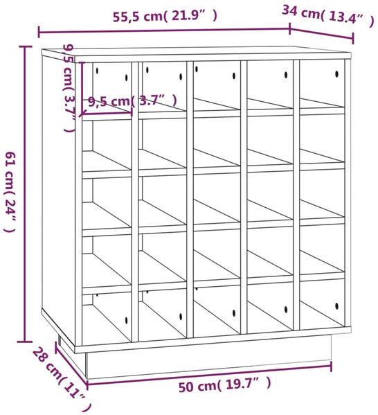 vidaXL Weinregal Schwarz 55,5x34x61 cm Massivholz Kiefer 821531 Bild 8