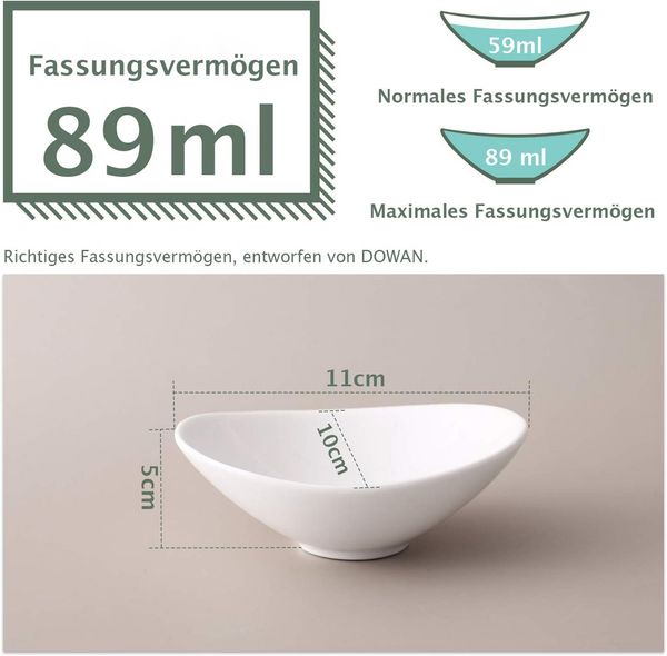 Dowan Dipschale Keramische Dip-Schalen, 90 ml, Weiß, (8-tlg)