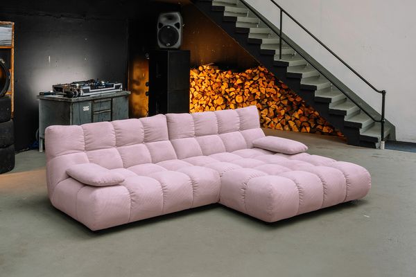 KAWOLA Sofa VIVIEN Ecksofa Feincord rosa Longchair rechts 85 x 178 x 290 cm
